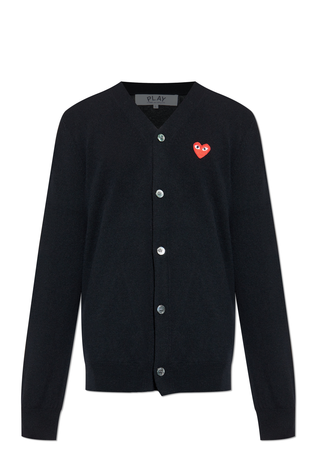 こウ【COMME des GARCONS】 NS CARDIGAN Black Cardigan with logo patch Comme des Garçons Play